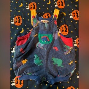 Vintage Gymboree Rainbow Tag Dinosaur Overalls